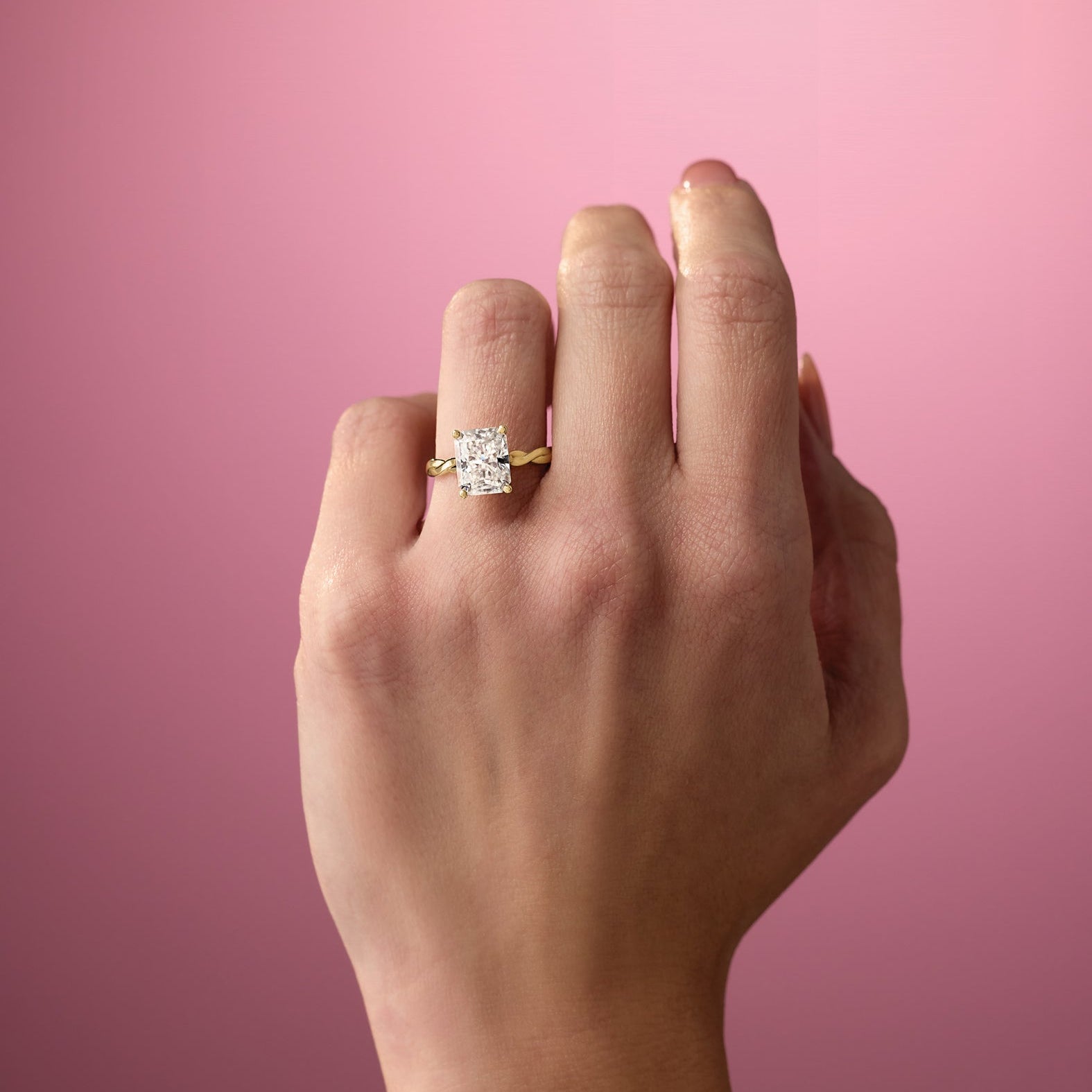 A solitaire engagement ring