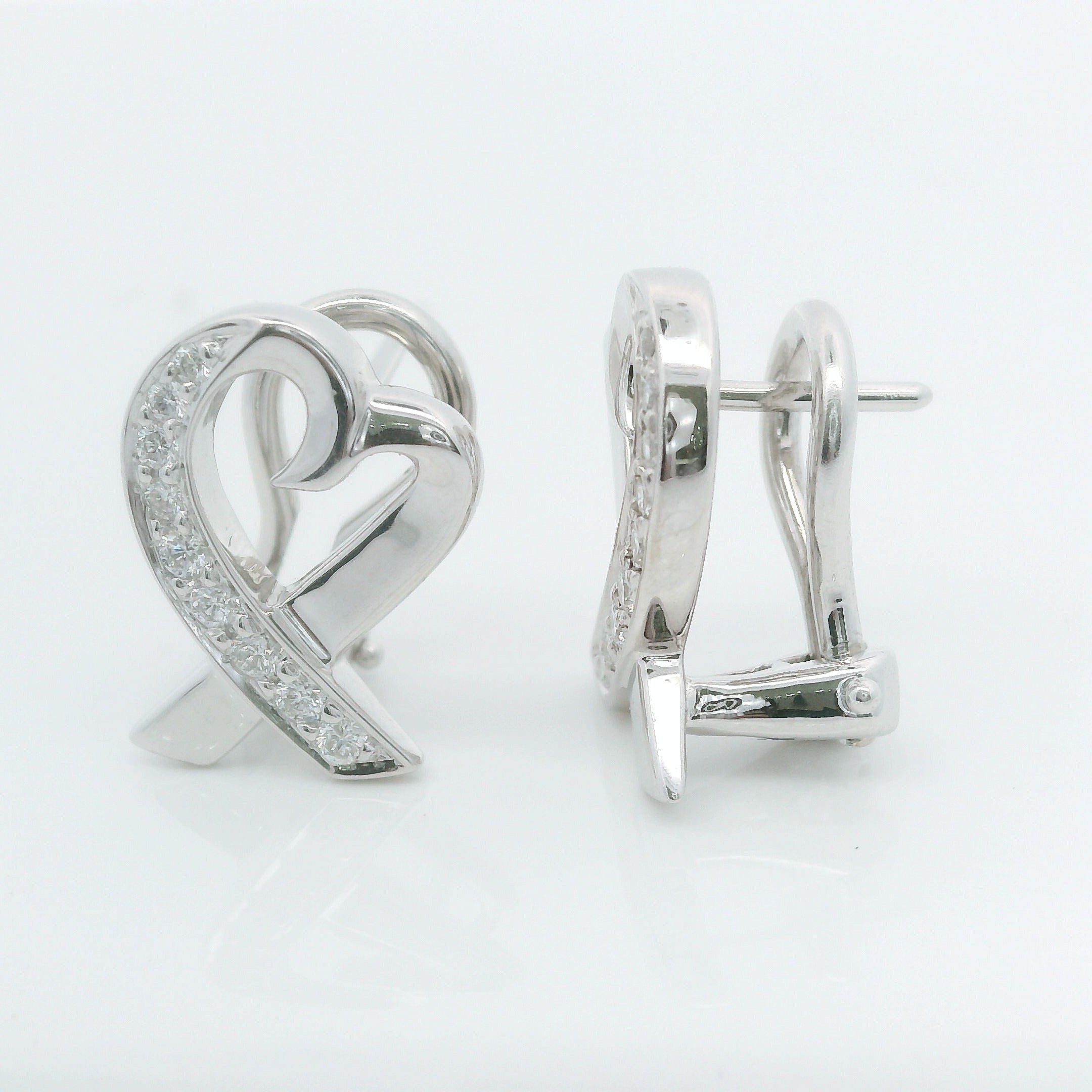 Estate Tiffany 18KW Paloma Picasso Loving Heart Earrings