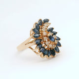 Vintage 14KY Spiral Sapphire + Diamond Ring