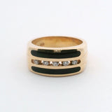 14KY Black Enamel & Diamond Ring