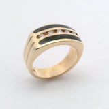 14KY Black Enamel & Diamond Ring