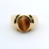 Vintage 14K Yellow Gold Tiger Eye Oval Bezel Set Signet Ring