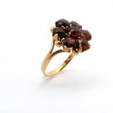 Vintage 14K Yellow Gold Garnet Cluster Ring & Earring Set | Circa Mid-Century