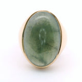 Vintage 14K Yellow Gold Large Green Cabochon Signet Ring