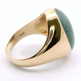Vintage 14K Yellow Gold Large Green Cabochon Signet Ring