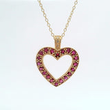 14KY Heart Ruby + Diamond Pendant